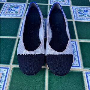 Rothy’s Black and Cream Women's square Flats 10